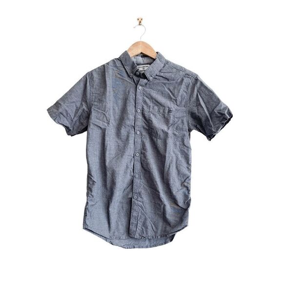 Billabong Mens Casual Button Down Shirt Short Sleeve Cotton Black White Small - Picture 1 of 7